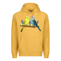 Mustard cute budgies Premium Hoodie - linhVisuals