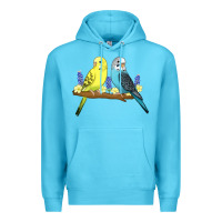 Ocean Blue cute budgies Premium Hoodie - linhVisuals