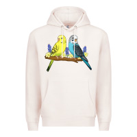 Pale Pink cute budgies Premium Hoodie - linhVisuals