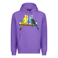 Purple cute budgies Premium Hoodie - linhVisuals