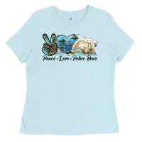 Baby Blue peace love polar bear Ladies Tee - LillyAllenDesigns