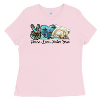 Bubblegum Pink peace love polar bear Ladies Tee - LillyAllenDesigns