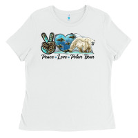 White peace love polar bear Ladies Tee - LillyAllenDesigns