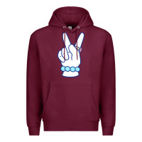 Burgundy girl peace sign Premium Hoodie - linhVisuals