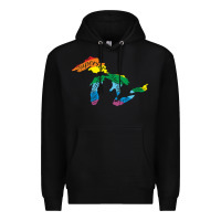 Black all michigan great lakes rainbow colors Premium Hoodie - linhVisuals