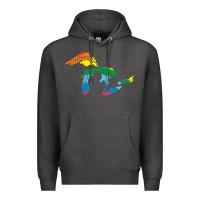 Charcoal Heather all michigan great lakes rainbow colors Premium Hoodie - linhVisuals