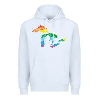 White all michigan great lakes rainbow colors Premium Hoodie - linhVisuals