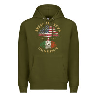 Army Green american grown italian roots italy flag vintage tree Premium Hoodie - linhVisuals