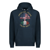 Navy american grown italian roots italy flag vintage tree Premium Hoodie - linhVisuals