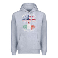Heather Grey american grown italian roots usa italy flag tree Premium Hoodie - linhVisuals
