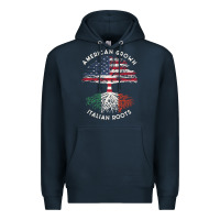 Navy american grown italian roots usa italy flag tree Premium Hoodie - linhVisuals