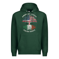 Sports Green american grown italian roots usa italy flag tree Premium Hoodie - linhVisuals