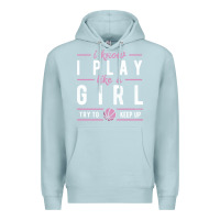 Blue Mist basketball gifts for girls i know i play like a girl try to keep up in Premium Hoodie - linhVisuals