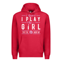 Cardinal basketball gifts for girls i know i play like a girl try to keep up in Premium Hoodie - linhVisuals