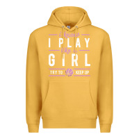 Mustard basketball gifts for girls i know i play like a girl try to keep up in Premium Hoodie - linhVisuals
