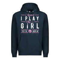 Navy basketball gifts for girls i know i play like a girl try to keep up in Premium Hoodie - linhVisuals
