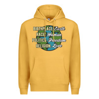 Mustard birthplace earth race human politics freedom religion love equality al Premium Hoodie - linhVisuals