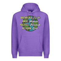 Purple birthplace earth race human politics freedom religion love equality al Premium Hoodie - linhVisuals