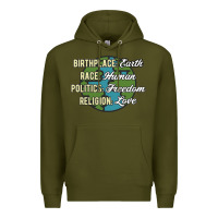 Army Green birthplace earth race human politics freedom religion love equality al Premium Hoodie - linhVisuals