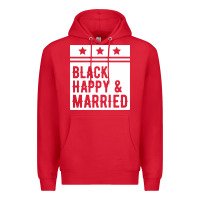 Red black happy & married funny wedding gifts Premium Hoodie - linhVisuals