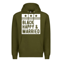 Army Green black happy & married funny wedding gifts Premium Hoodie - linhVisuals