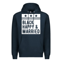 Navy black happy & married funny wedding gifts Premium Hoodie - linhVisuals