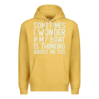 Antique Gold boating funny if my boat is thinking about me too funny pontoon boat l Premium Hoodie - linhVisuals