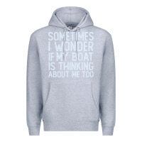 Heather Grey boating funny if my boat is thinking about me too funny pontoon boat l Premium Hoodie - linhVisuals
