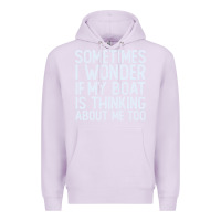 Lilac boating funny if my boat is thinking about me too funny pontoon boat l Premium Hoodie - linhVisuals