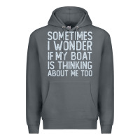 Rock boating funny if my boat is thinking about me too funny pontoon boat l Premium Hoodie - linhVisuals