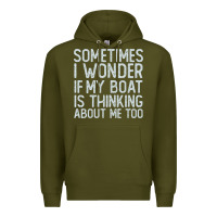 Army Green boating funny if my boat is thinking about me too funny pontoon boat l Premium Hoodie - linhVisuals