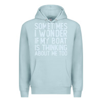 Blue Mist boating funny if my boat is thinking about me too funny pontoon boat l Premium Hoodie - linhVisuals