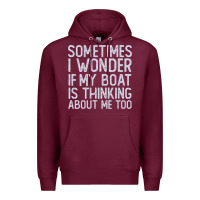 Burgundy boating funny if my boat is thinking about me too funny pontoon boat l Premium Hoodie - linhVisuals
