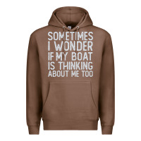 Chestnut boating funny if my boat is thinking about me too funny pontoon boat l Premium Hoodie - linhVisuals