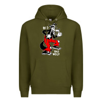 Army Green big bad wolf Premium Hoodie - linhVisuals