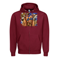 Burgundy 4th of July Highland Cattle Zipper Hoodie - RanaPortraitStore