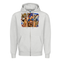 Dove Grey 4th of July Highland Cattle Zipper Hoodie - RanaPortraitStore