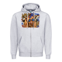 Heather Grey 4th of July Highland Cattle Zipper Hoodie - RanaPortraitStore