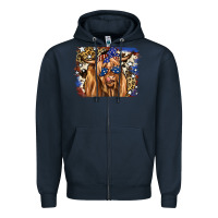 Navy 4th of July Highland Cattle Zipper Hoodie - RanaPortraitStore