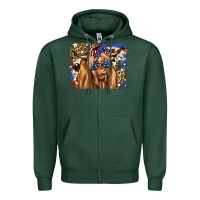 Sports Green 4th of July Highland Cattle Zipper Hoodie - RanaPortraitStore