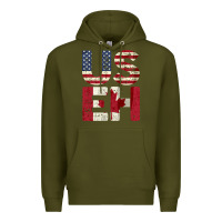 Army Green canada us eh american canadian flag vintage america colors patriotic g Premium Hoodie - linhVisuals