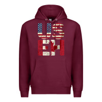 Burgundy canada us eh american canadian flag vintage america colors patriotic g Premium Hoodie - linhVisuals