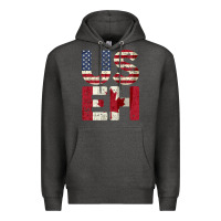 Charcoal Heather canada us eh american canadian flag vintage america colors patriotic g Premium Hoodie - linhVisuals