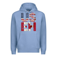 Colony Blue canada us eh american canadian flag vintage america colors patriotic g Premium Hoodie - linhVisuals
