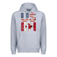 Heather Grey canada us eh american canadian flag vintage america colors patriotic g Premium Hoodie - linhVisuals
