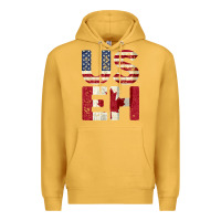 Mustard canada us eh american canadian flag vintage america colors patriotic g Premium Hoodie - linhVisuals