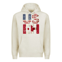 Oatmeal Heather canada us eh american canadian flag vintage america colors patriotic g Premium Hoodie - linhVisuals