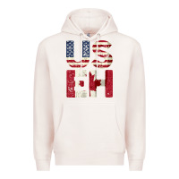 Pale Pink canada us eh american canadian flag vintage america colors patriotic g Premium Hoodie - linhVisuals