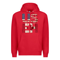 Red canada us eh american canadian flag vintage america colors patriotic g Premium Hoodie - linhVisuals
