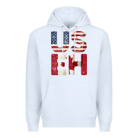 White canada us eh american canadian flag vintage america colors patriotic g Premium Hoodie - linhVisuals